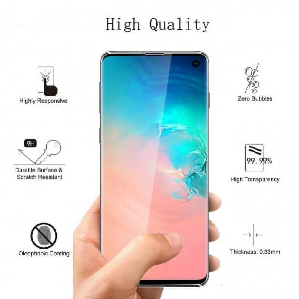 Tempered Glass Screen Protector w Leather Case Belt Clip w DC Socket Car Charger Splitter for Samsung Galaxy S10e - 5D Curved Edge Full Cover, Holster Cover Pouch, 2-Port USB Power Adapter L5A