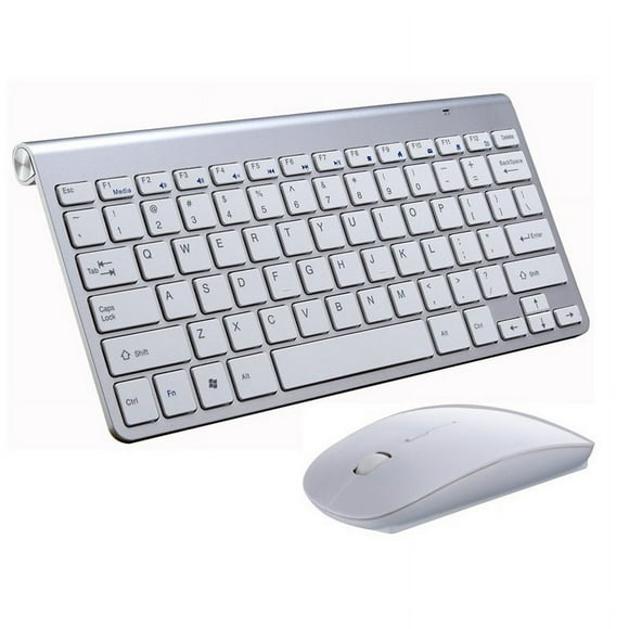 2.4G Wireless Keyboard Mouse Set Mini Multimedia Keyboard Mouse Combo Set for Notebook Laptop Mac Desktop PC Silver gray