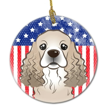 Carolines Treasures BB2146CO1 Flag & Cocker Spaniel Ceramic Ornament