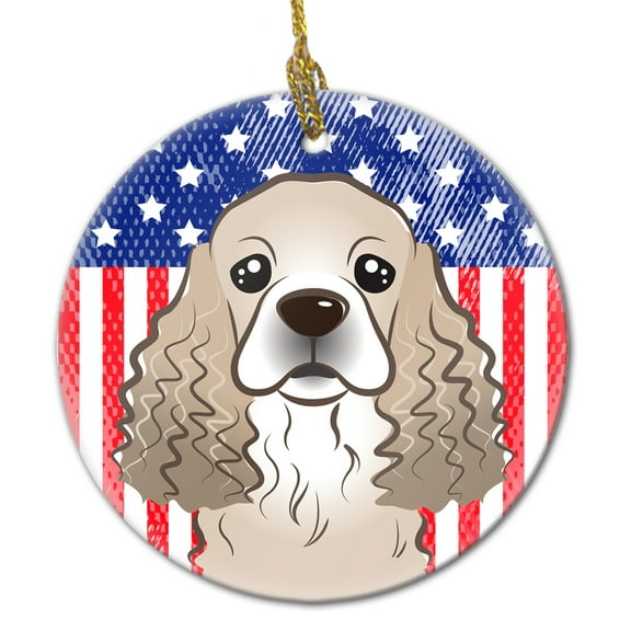 Carolines Treasures BB2146CO1 Flag & Cocker Spaniel Ceramic Ornament
