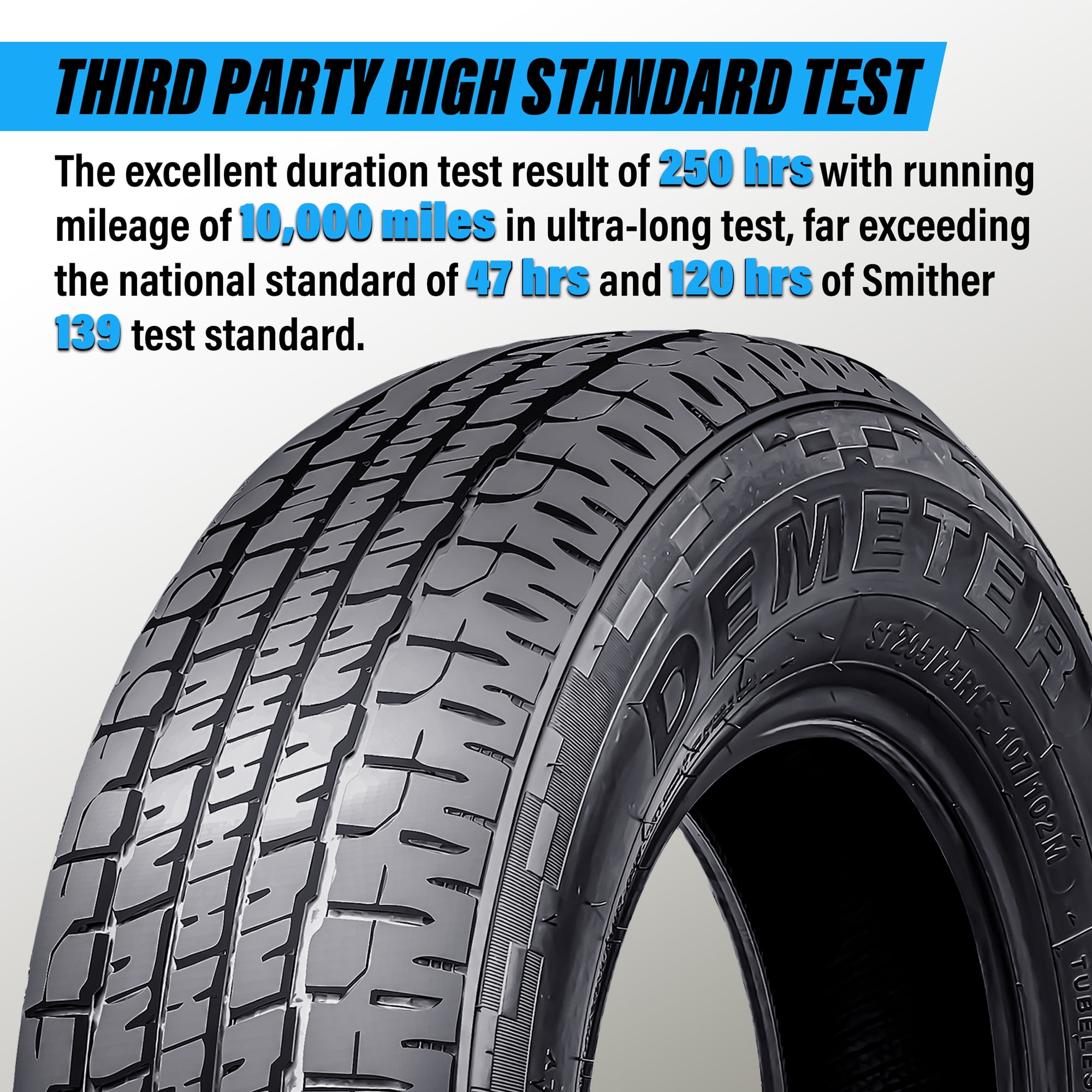 DEMETER Set of 4 Heavy Duty ST 205/75R15 Trailer Tires , Semi-Steel Trailer Tires 205/75R15 8 Ply Load Range D , 105/101M All Season Traction