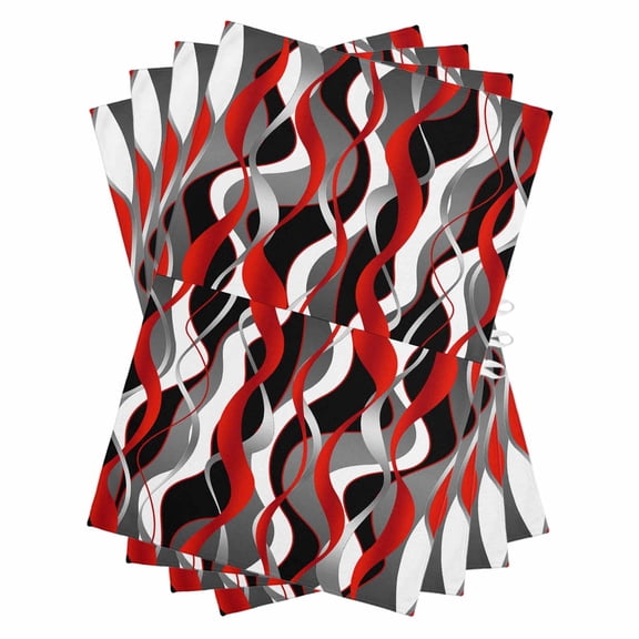 Red Stripe Kitchen Towels Set of 4, Water Absorbent Dish Towel, Grey White Ombre Geometric Modern Abstract Decorative Hand Towels - Quick Drying Cloth for Cooking Baking, 18x28 Inch