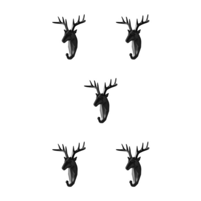 Guardoinrt Animal Head Coat Hook Resin Elephant Head For Unique Decorative Touch Good black (deer) 5Set