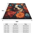 thumbnail image 3 of Cauagu Vintage Colorful Flower French Bulldog Pattern Flannel Bed Blankets,Fleece Blanket Comfortable Air Conditioning Blanket for Sofa Bed Travel Couch & Living Room -80"x60", 3 of 8