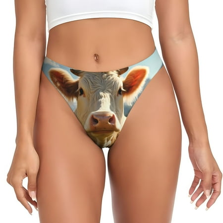 Sigee Sunflower Cow Pasture for Women s G-String Panty  Low Rise  Soft Lace Perfect for Everyday Wear or Special Occasions-X-Small