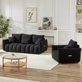 thumbnail image 3 of Muumblus Pure 2 Pieces Living Room Furniture Set, Single Sofa Chair and 3-Seater Sofa, Black Teddy, 3 of 8