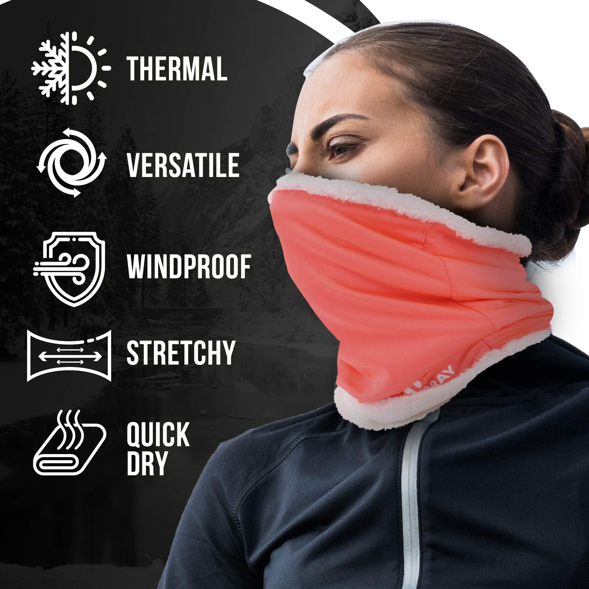 ARMORAY Fleece Neck Warmer, Neck Gaiter Face Mask, Motorcycle Mask, Snowboard  Mask & Ski Mask w/UV, Dust & Wind Protection