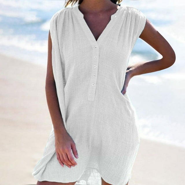 Kayannuo Dresses for Women VNeck Sleeveless Solid Short Ladies Summer