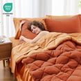 thumbnail image 4 of MUXHOMO 7 Pieces Queen Comforter Set, Reversible Bed in a Bag Queen Size, All Season Queen Bedding Set with Comforter, Flat Sheet, Fitted Sheet, Pillowcases & Shams, Burnt Orange & Camel, 4 of 18
