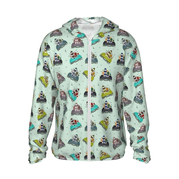 Fotbe Lighthouse Chaqueta con Protección Solar UPF 50+ para Hombre y Mujer, Camisa con Capucha y Bolsillos-Large