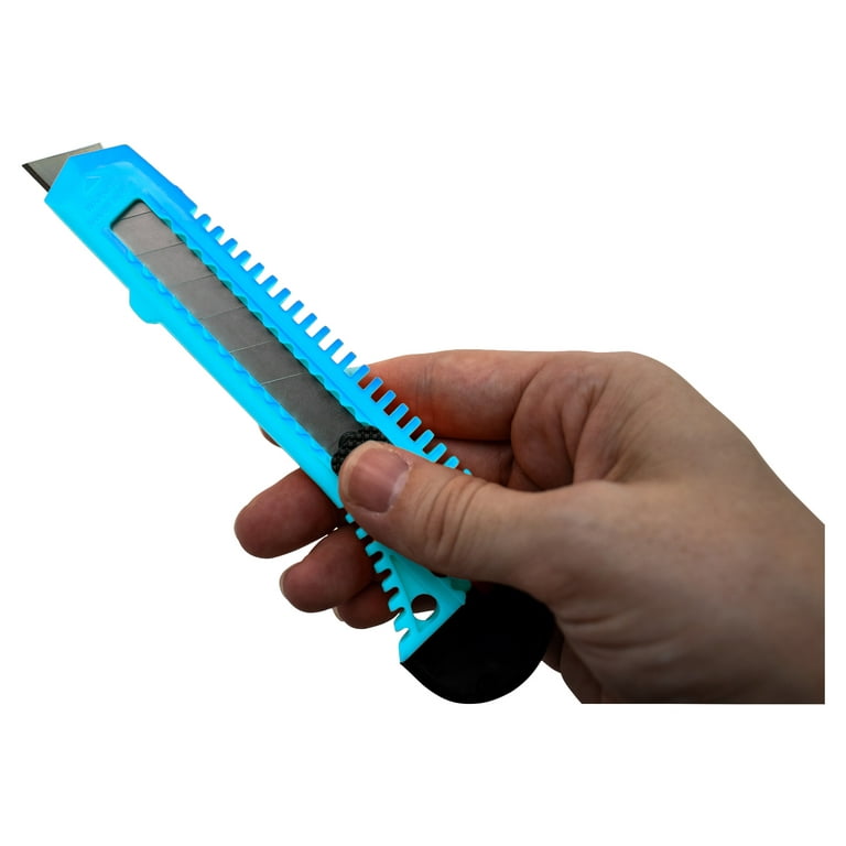 MotoProducts Turquoise Blue Small Retractable Utility Knife Wholesale 5  inch Manual Lock Box Cutter Snap Off Blade