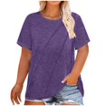 thumbnail image 2 of BVOFAR Hauts Grande Taille pour Femmes T-Shirts à Manches Courtes Col Rond Ample Décontracté Été Couleur Unie Blouses Fluides 2025, 2 of 6