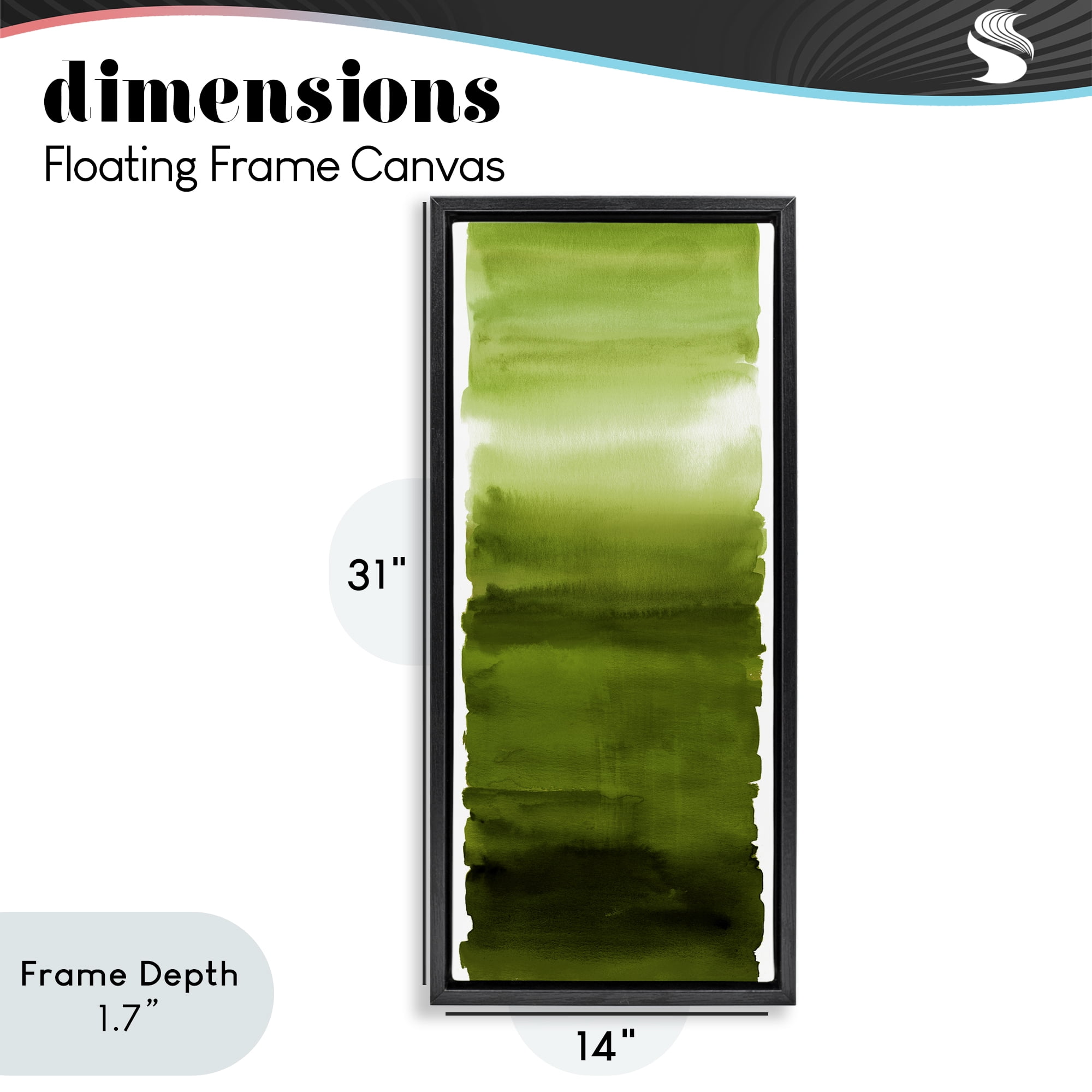 Stupell Industries Green Blend Gradient Black Framed Floater Canvas Wall Art, design by Allie Corbin