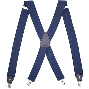 AWAYTR Heavy Duty Men's Suspenders – 2 Inch Wide X-Back Elastic Suspenders With Strong Metal Clips, Adjustable 30"-47"