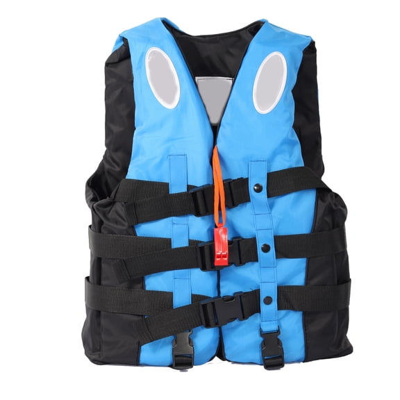 Adjustable Life Jacket with Buckle Reflective Strip, Paddle Board Kayak Flotation Vest for Water Sport Use Blue L