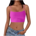 thumbnail image 3 of ShomPort Women's Crop Cami Tank Tops Solid Color Spaghetti Straps Double Lined Sleeveless Undershirts, 3 of 5