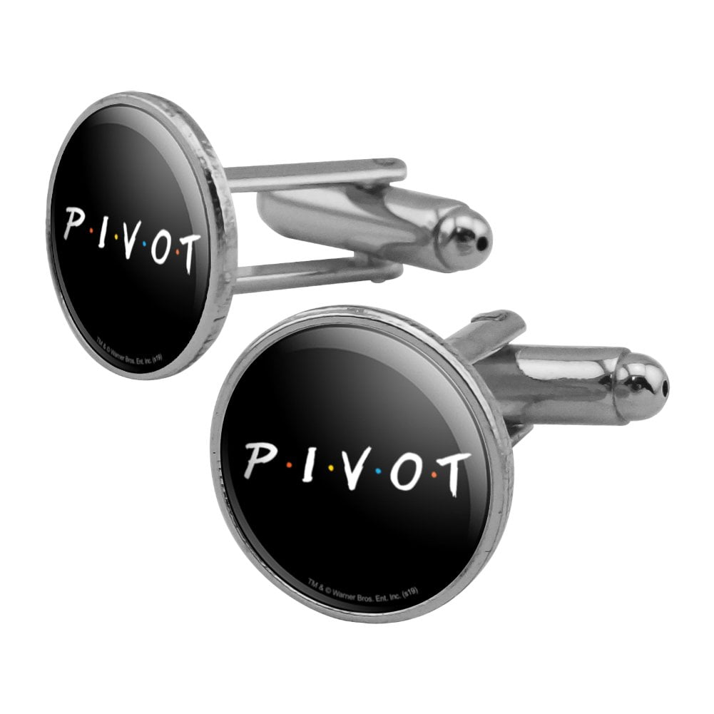 Friends PIVOT Round Cufflink Set Silver Color