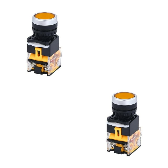 tssuouriy Momentary Push Buttons Digital Controlled Machine Round Caps Detachable Copper Contact Power Switches 22mm Mounting Hole Yellow 2Set