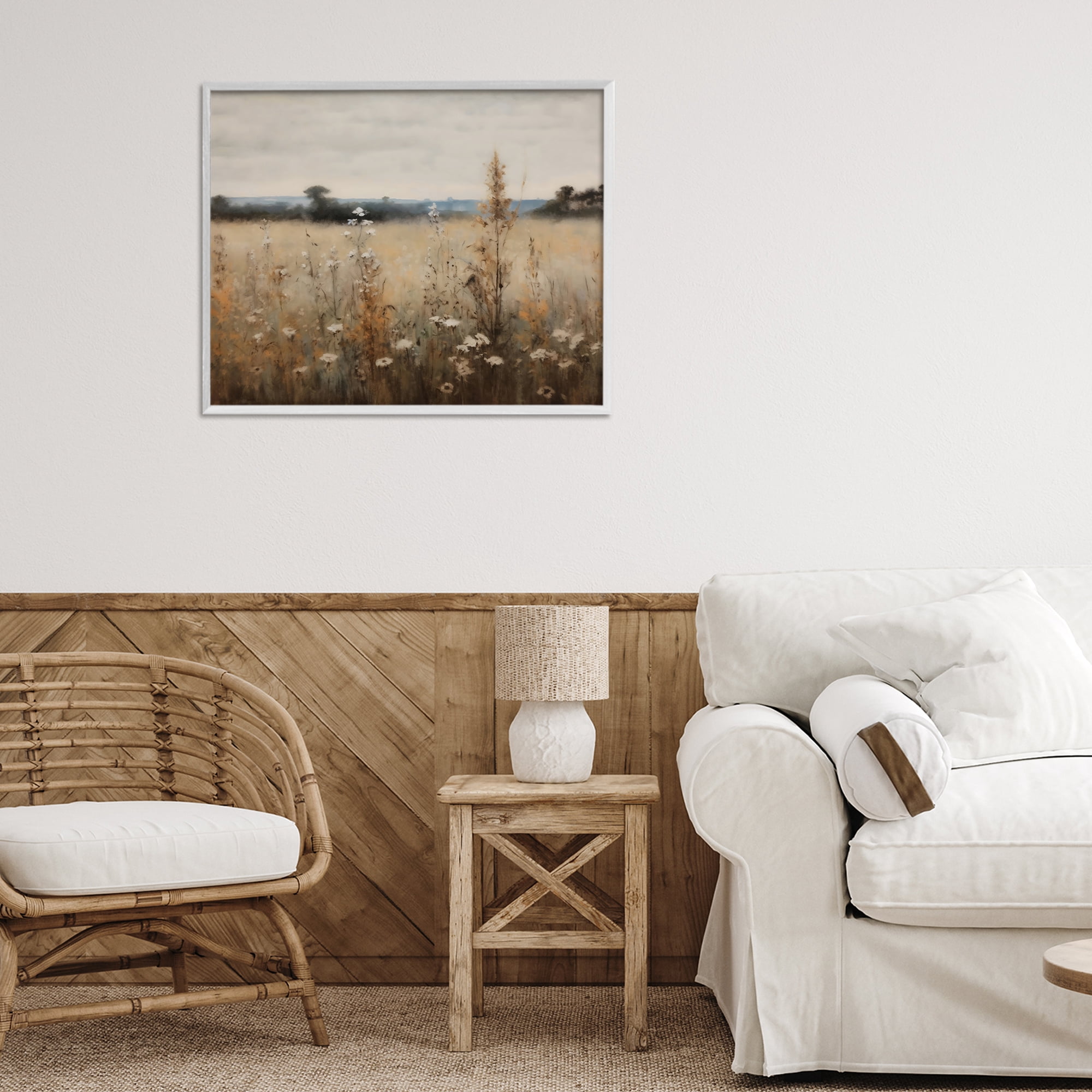 Stupell Industries Country Wildflowers in Misty Meadow White Framed Giclee Art, design by Creative Studio