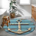 thumbnail image 4 of Nautical Anchor Round Area&nbsp;Rug 3.3ft Vintage Style Non-Slip&nbsp;Washable Circle Rugs Soft Felt Indoor Floor Mat for Bedroom Kitchen Living Room Bathroom, 4 of 9