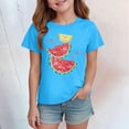 thumbnail image 2 of NOLDARES Girls Summer T Shirts Loose Curved Hem Short Sleeve Shirt Athletic Casual Tops Tees 4-14 Years(Sky Blue,2-3 Years), 2 of 4