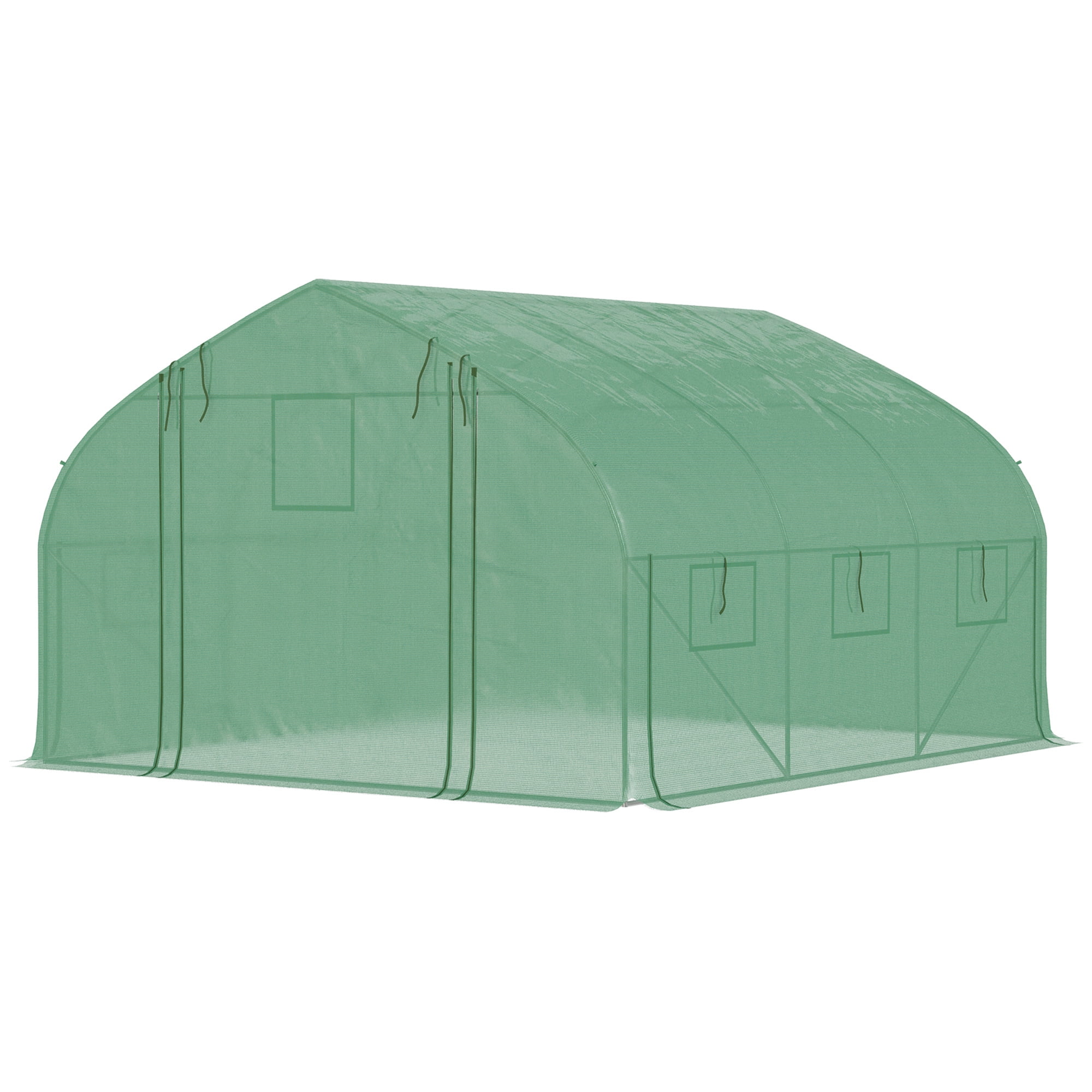 Walk-in Greenhouse with Zippered Mesh Door, 7 Mesh Windows & Roll-up Sidewalls, Upgraded Gardening Plant Hot House with Steel Hoops