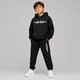 thumbnail image 2 of RUTAYY Boys 2 Piece Set City Graphic Long Sleeve Pullover Hoodie Jogger Pants Cozy Hooded Tracksuit Casual Everyday Wear, Black, 2 of 6
