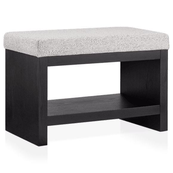 Bouclair Black Fabric and Wood Bench with Shoe Rack