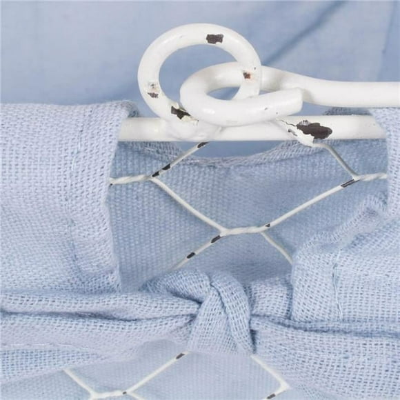 Design Imports Z02003 Antique White Chicken Wire Egg Basket With Washed Denim