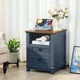 thumbnail image 6 of Joaxswe Set of 2 End Table with Charging Station for Living Room, Wooden Nightstand for Bedroom, Blue, 6 of 8