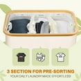thumbnail image 3 of Laundry Hamper with Lid, 160L Dirty Clothes Hamper for Laundry Basket 3 Section, Extra Large Laundry Sorter Hamper 3 Compartment with Removable Inner Bags & Labels, Beige, 3 of 5