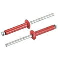 thumbnail image 1 of Unique Bargains 4mm x 20mm Aluminum Open End Flat Round Head Blind Rivets, Red 25 Pack, 1 of 5