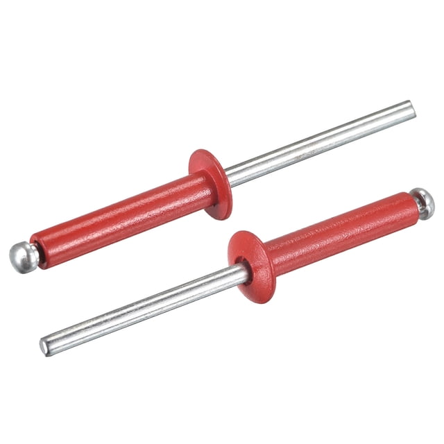Unique Bargains 4mm x 20mm Aluminum Open End Flat Round Head Blind Rivets, Red 25 Pack