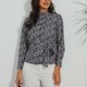 thumbnail image 5 of Camisa de manga larga con cinturón de cuello alto estampado ajustado para mujer Tops/camisas de cuello alto de manga larga Pompotops  FGAJ22155, 5 of 7