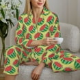 thumbnail image 6 of Honeii Summer Watermelon print Women's Pajama Sets Long Sleeve Button Down Sleepwear Nightwear Soft Pjs Lounge Sets-X-Large, 6 of 7