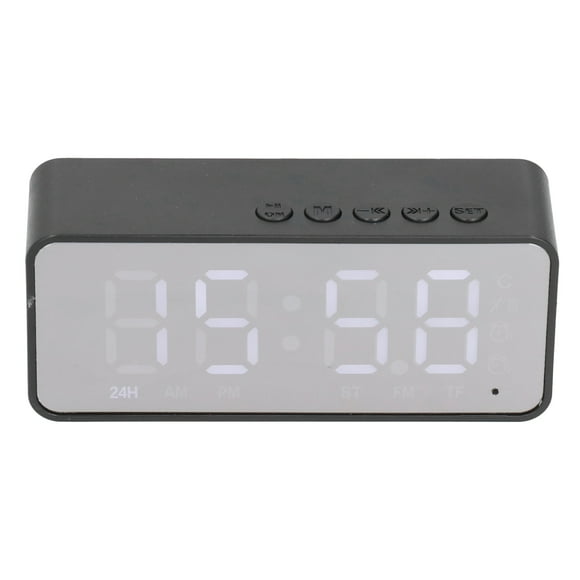 Alarm Clock , Multifunctional Rechargeable Portable Speaker Multifunctional Alarm Clock Speaker Dual Alarm 5.0 Play Music for Office for Bedroom Black,White,