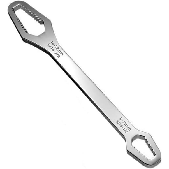8-22mm Universal Torx Wrench, Double-ended Self-tightening Adjustable Wrench Tools (Silver)