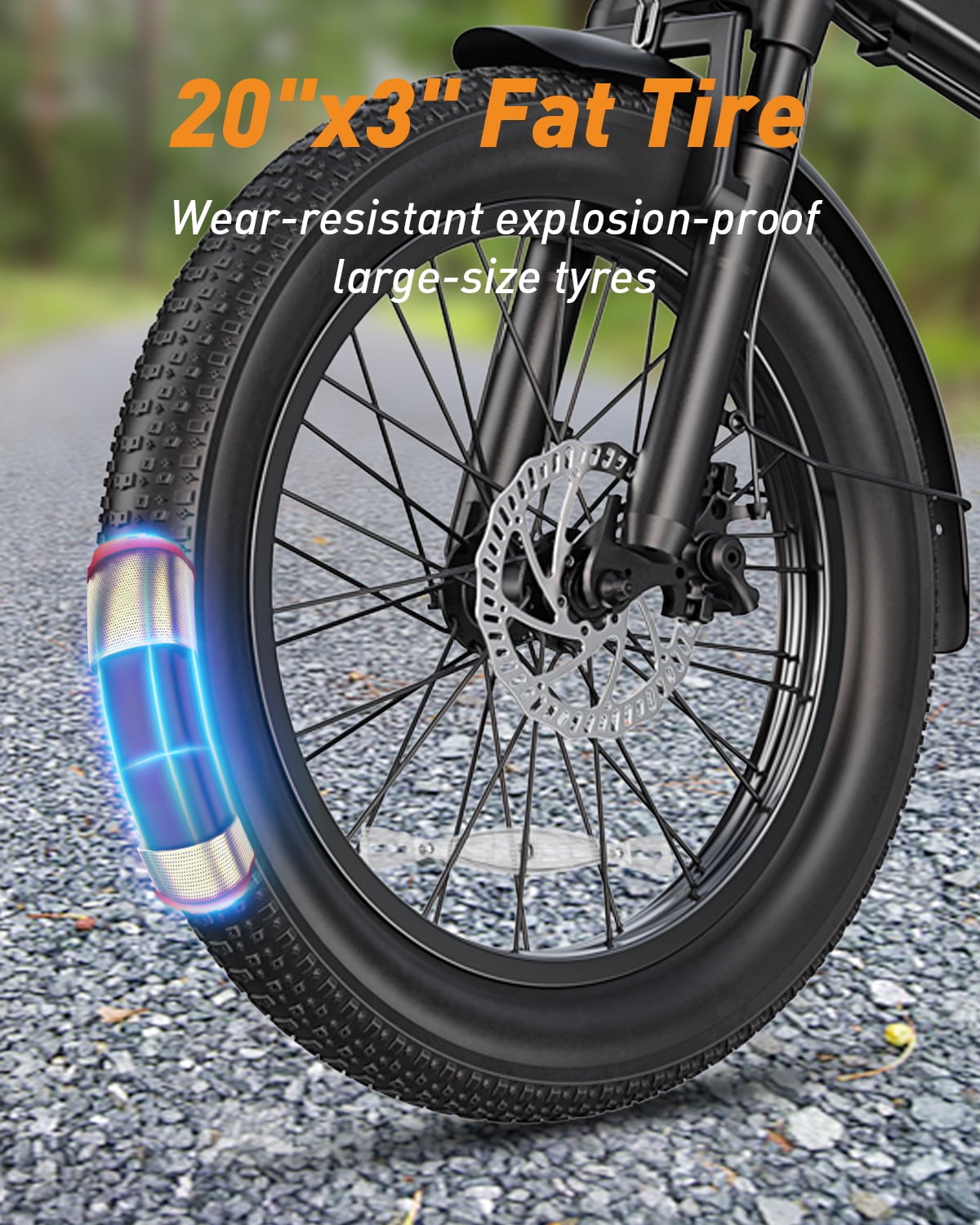 DYU Folding Electric Bike for Adults - 7-Speed 20" Fat Tire Mountain Ebike with Peak 1200W 28MPH Brushless Motor, 48V10.4Ah Removable Battery, 20X3.0 Fat Tire UL2849