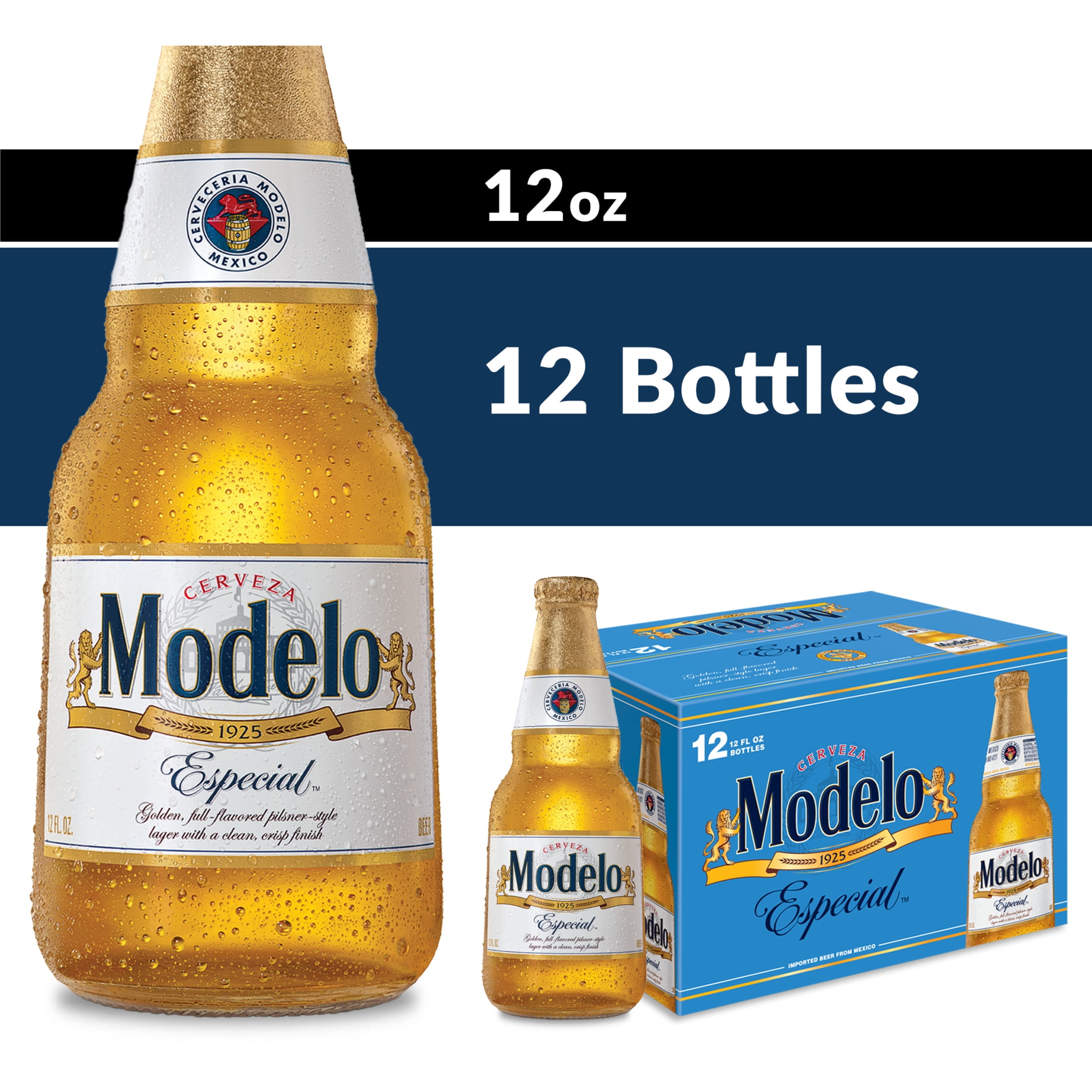 Modelo Especial Mexican Lager Import Beer, 12 Pack, 12 fl oz Glass Bottles, 4.4% ABV