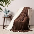 thumbnail image 2 of Moonlight20015 Sherpa Blanket Fluffy Plush Couch & Travel Blanket Reversible Throw Size Coffee Color, 2 of 8