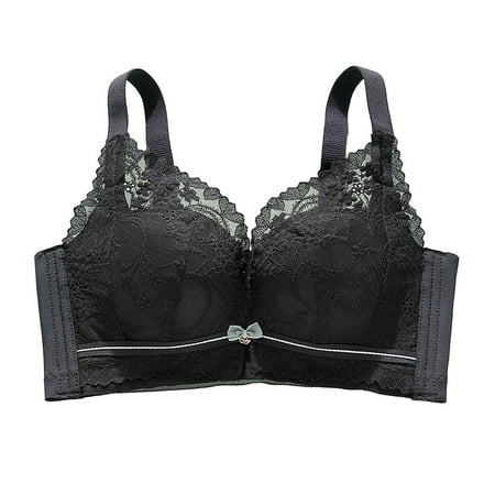 Ashirexll Bras for Women Adjustable Straps Lace Underwear Push Up Small Chest Soft Medium Thickness No Steel Ring Pepper Bra Black M