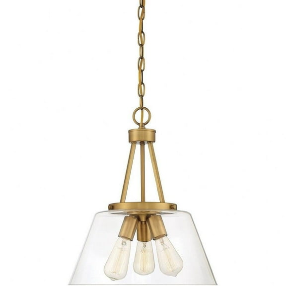 3 Light Pendant-18 inches Tall By 15 inches Wide-Warm Brass Finish Bailey Street Home 159-Bel-4487572