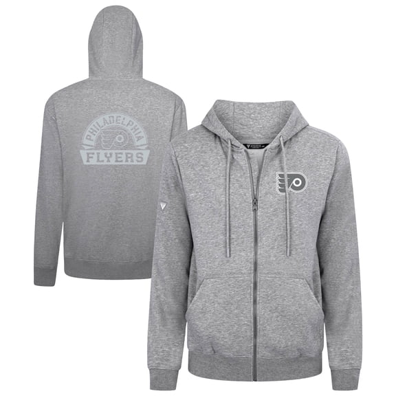 Men's Levelwear Gray Philadelphia Flyers Podium Banner Arch Full-Zip Hoodie