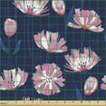 thumbnail image 2 of Floral Fabric by the Yard, Blooming Garden Art Pink Toned Poppy Flowers on Dark Colored Background Pattern, Decorative Upholstery Fabric for Chairs & Home Accents, Multicolor by Ambesonne, 2 of 5