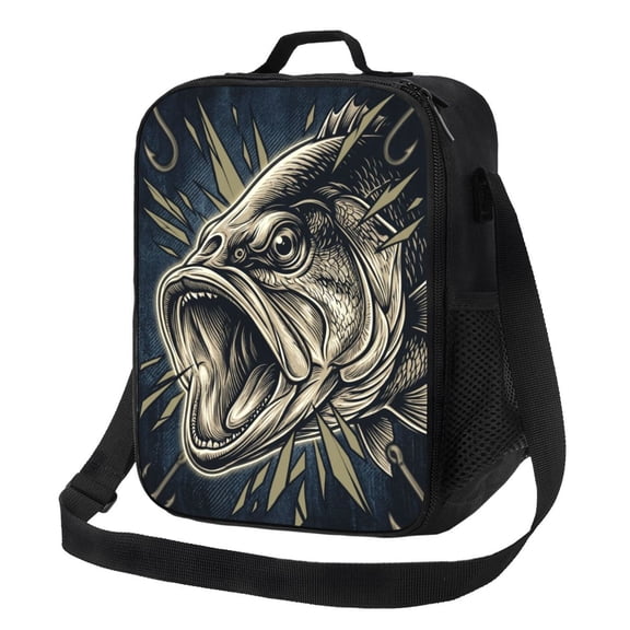 Camo Fish Insulated Lunch Box Reusable Lunch Bag Women Men Cooler Tote Bag For Work Picnic Outings Office