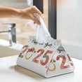 thumbnail image 6 of Pofeuu 2025 New Year'S Print Tissue Box Cover, Modern Decorative PU Leather Rectangular Tissue Box Case Organizer Holder for Vanity Countertop, Night Stands, Livingroom, 6 of 7