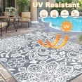 thumbnail image 4 of Findosom Waterproof Outdoor Rug 5' x 8' - Reversible Mandala Outdoor Plastic Straw Rug, Durable Foldable Patio Rug for RV, Deck, Balcony, B, 4 of 9