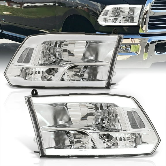 AJP Distributors Chrome Housing Clear Lens LED DRL Driving Headlights Bumper Corner Signal Lamps Assembly Compatible/Replacement For Dodge Ram 1500 2500 3500 4500 5500 09 10 11 12 13 14 15 16 17 18