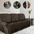 thumbnail image 5 of Leather Look Recliner Couch Cover 8-Piece Recliner Sofa Slipcovers 3 Seater for Reclining Couches Furniture Protector Spandex Fabric Washable (Recliner Sofa, Brown), 5 of 11