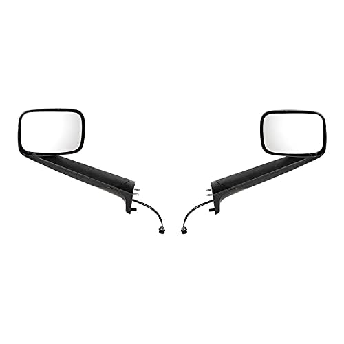 TORQUE Hood Mirror Pair Set Replacement for 2018  Freightliner Cascadia Semi Trucks Driver Left Side LHD Passenger Right Side RHD (TR440-L, TR440-R)